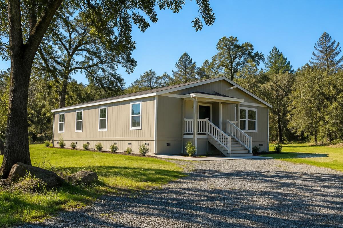 Manufactured home on a permanent foundation in rural California